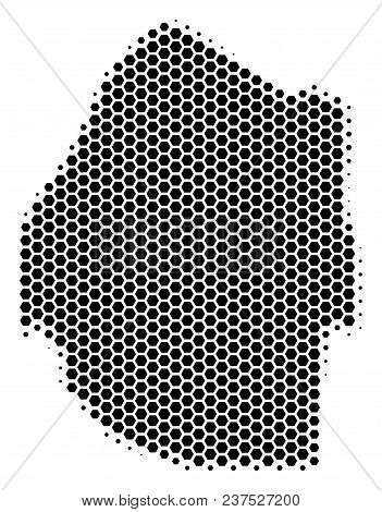Halftone Hexagon Swaziland Map. Vector Geographic Map On A White Background. Vector Composition Of S