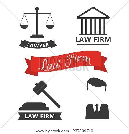 Lawyer Concept. Lawyer Icons In Flat Style. Lawyer Sign And Symbol Vector. Lawyer Set Illustration