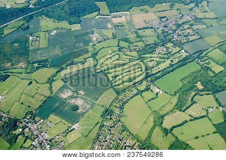 Aerial View Of The Kent Villages Of Otford And Shoreham With The Darenth Valley Country Club And Gol