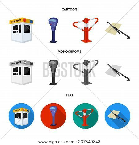 A Parking Lot, A Parking Meter, A Check For Services, A Barrier. Parking Zone Set Collection Icons I