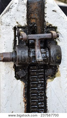 Close Up Of The Winding Gear Of A Lock Gate