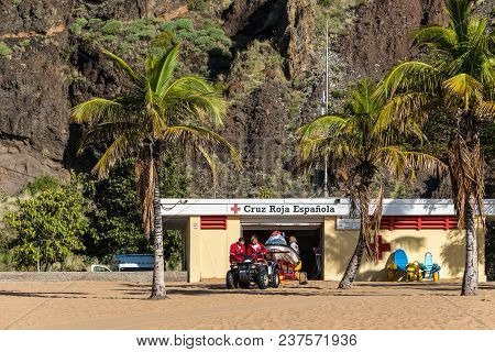 Santa Cruz De Tenerife, Canary Islands, Spain - Desember 11, 2016: The Permanent Lifeguard Station A