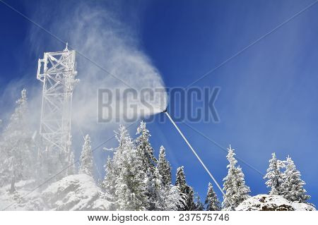 Snow Cannon Which Is Making Powder Snow