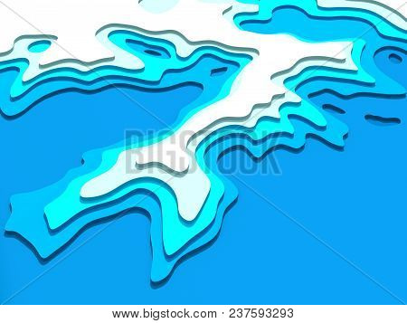 3d Model Of Topographic Map. 3d Rendering, Abstract Topographic Background. Sea Depth. The Concept O