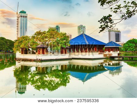 Seema Malaka temple on Beira Lake. Colombo, Sri Lanka