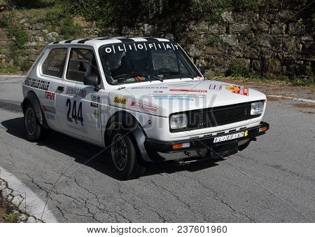 Imperia Italy - April 22 2018 - 65th Sanremo Rally: A Fiat 127  Engaged In The Race During The Speci