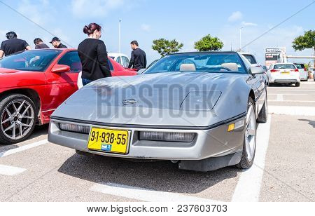 Nahariyya, Israel - April 21, 2018 : Old Chevrolet At An Exhibition Of Vintage Cars Parked Near The 