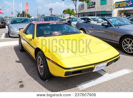 Nahariyya, Israel - April 21, 2018 : Old Pontiac At An Exhibition Of Vintage Cars Parked Near The Bi