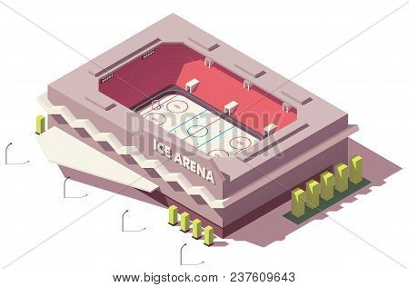 Vector Isometric Low Poly Ice Hockey Rink Stadium