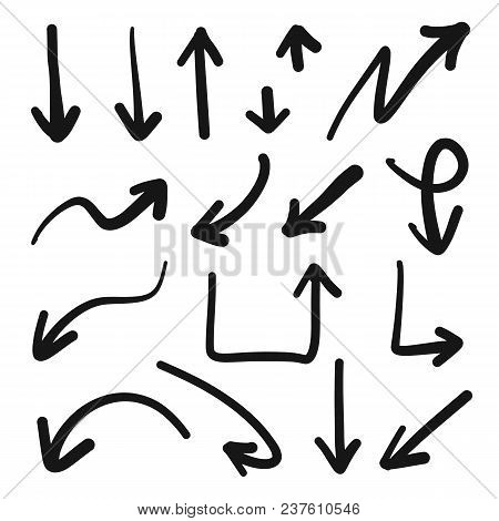 Hand Drawn Vector Arrows Set - Stock Vector.