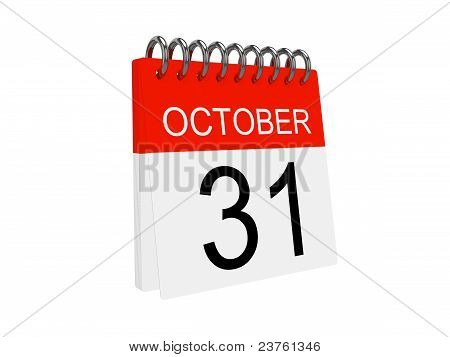 孤立的白色背景上的日历。万圣节