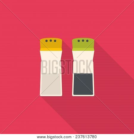 Kitchenware Pepper And Salt Bottle Flat Design With Long Shadow
