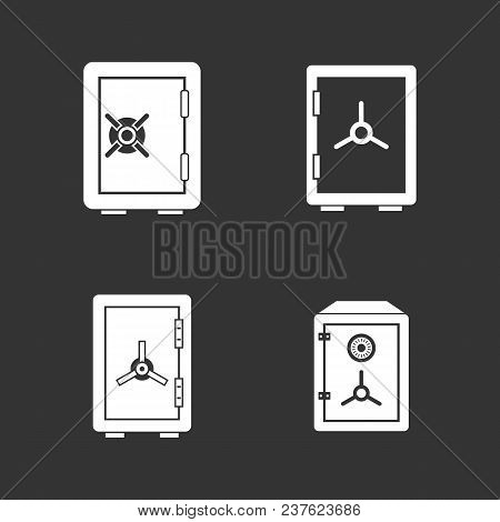 Safe Icon Set Vector White Isolated On Grey Background