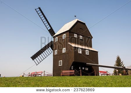 Old Acient Post Mill In Kottmannsdorf Germany