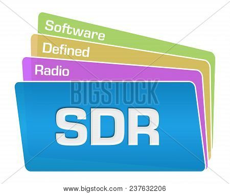Sdr - Software Defined Radio Text Alphabets Written Over Blue Colorful Background.