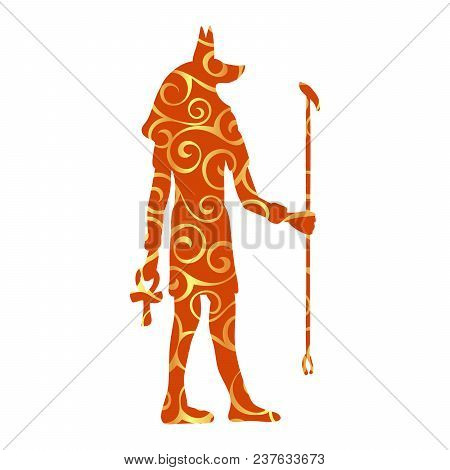 God Anubis Egypt Egyptian Pattern Silhouette Ancient Egypt. Vector Illustration.