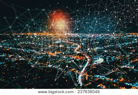 Digital Graph With Downtown Los Angeles At Night