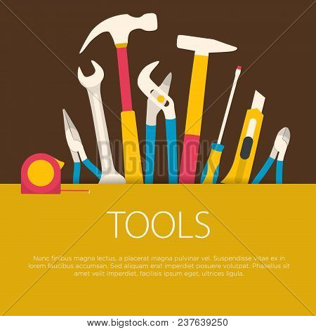 Flat Design Tools Concept.  Vector Illustration. Engineering Equipment.