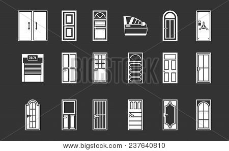 Door Icon Set Vector White Isolated On Grey Background