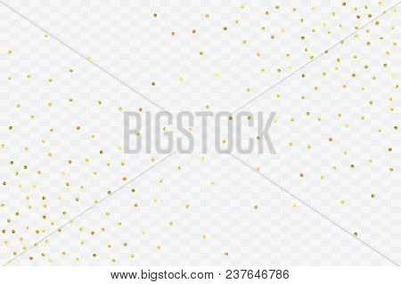 Foil Gold Confetti. Glitter Vector Celebrate Background. Watercolor Golden Sparkles And Dots. Explos
