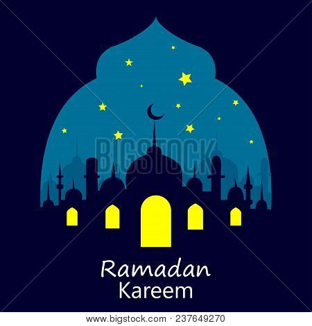 Ramadan Kareem Is A Beautiful Postcard. Arabic Background. The Uraza. Night Sky.