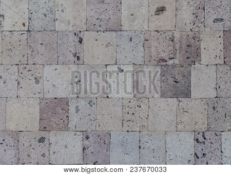 Close Up Of Old Pink Tuff Tiles Wall Background