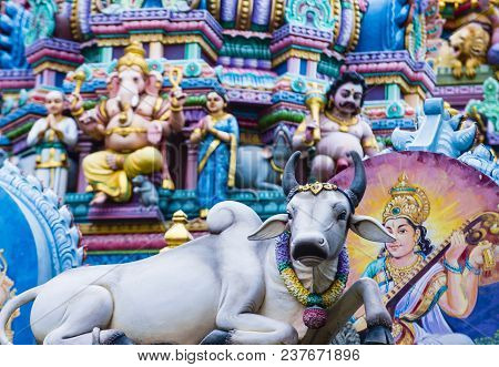 Singapore - Feb 24 : Statues In Sri Veeramakaliamman Temple In Little India, Singapore On February 2