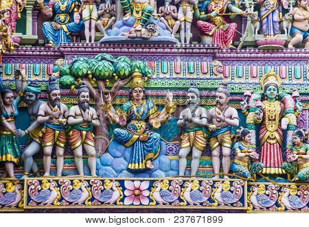 Singapore - Feb 24 : Statues In Sri Veeramakaliamman Temple In Little India, Singapore On February 2