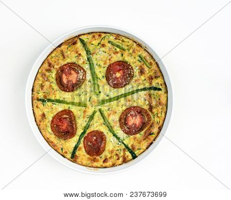 Zucchini Quiche with Tomatoes & Asparagus