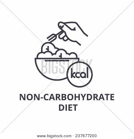 Non Carbohydrate Diet Thin Line Icon, Sign, Symbol, Illustation, Linear Concept Vector