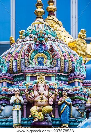 Singapore - Feb 24 : Statues In Sri Veeramakaliamman Temple In Little India, Singapore On February 2