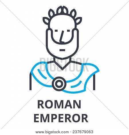 Roman Emperor Thin Line Icon, Sign, Symbol, Illustation, Linear Concept Vector