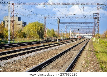 Railway Pointwork, Railway Tracks, High-speed Rail . Sunny Day