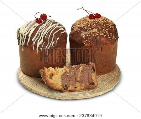 Panettone Of Chocolate Is The Traditional Italian Dessert For Christmas.