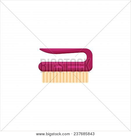 Pink Flat Cleaning Brush For Cleaning And Washing House Isolated On White Background. Fetlock Cleani