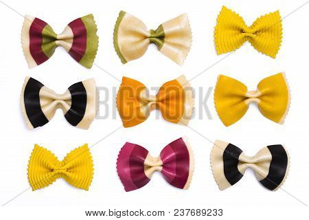Handmade Multi-colored Paste In The Shape Of A Bow On A White Background Close-up