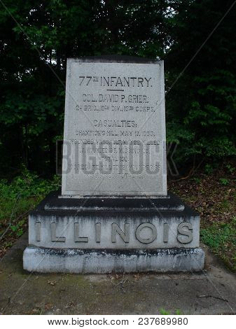 Union Army Of The Tennessee The American Civil War 77th Illinois Infantry Memorial Marker, Vicksburg