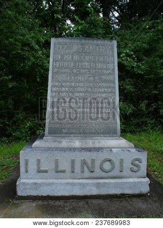Union Army Of The Tennessee The American Civil War 97th Illinois Infantry Memorial Marker, Vicksburg