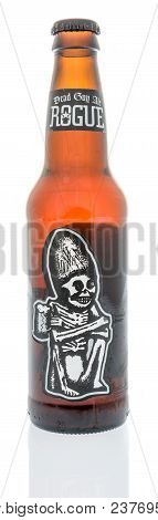 Winneconne, Wi -  20 April 2018: A Single Bottle Of Dead Guy Ale Rogue Beer On An Isolated Backgroun