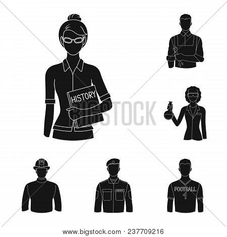 People Of Different Professions Black Icons In Set Collection For Design. Worker And Specialist Vect