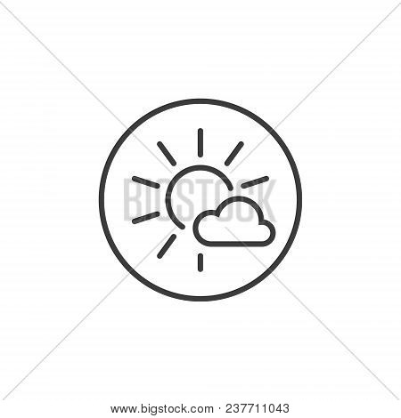 Black And White Sun Icon With A Cloud In The Round Frame