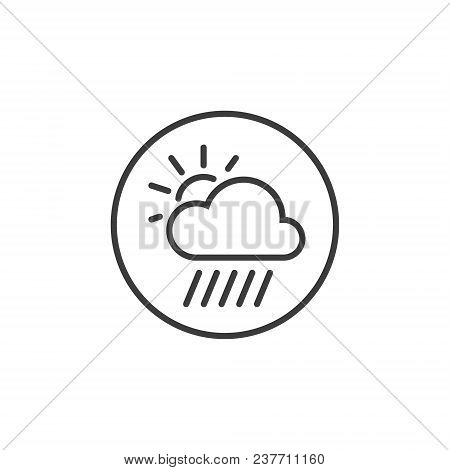 Black And White Sun And Rain Icon In The Round Frame