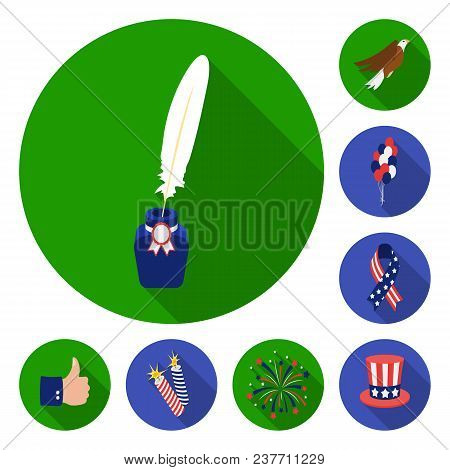 Day Of Patriot, Holiday Flat Icons In Set Collection For Design. American Tradition Vector Symbol St