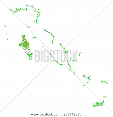 Bahamas Islands Map Mosaic Of Randomized Circle Elements In Different Sizes And Eco Green Color Hues