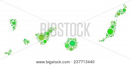 Canarian Spain Islands Map Mosaic Of Random Filled Circles In Different Sizes And Eco Green Color Ti