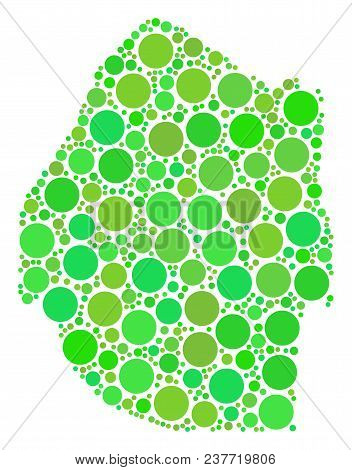 Swaziland Map Collage Of Scattered Dots In Different Sizes And Fresh Green Color Tints. Vector Circl
