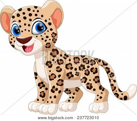 Cute Leopard Cartoon Isolated On White Background