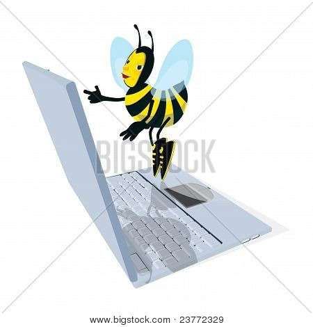 Honey Bee and Laptop