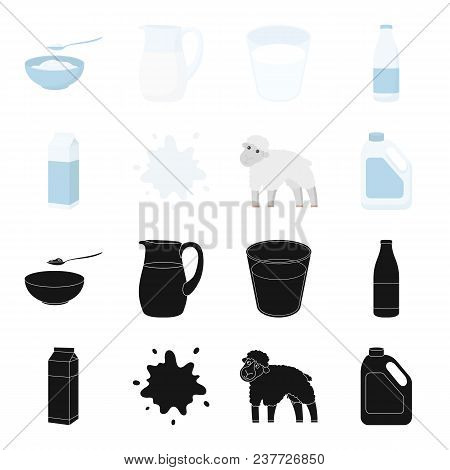 Billet Pack, Sheep.blue, Canister.moloko Set Collection Icons In Black, Cartoon Style Vector Symbol 