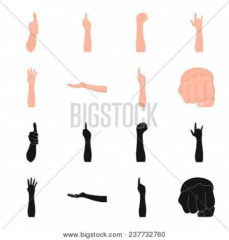 Sign Language Black, Cartoon Icons In Set Collection For Design.emotional Part Of Communication Vect